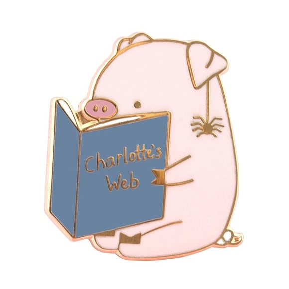 Jewelry - Charlotte’s Web Book Gold Enamel Pin